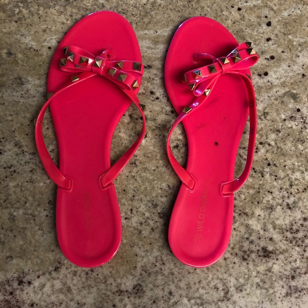 Pink sandals with studs